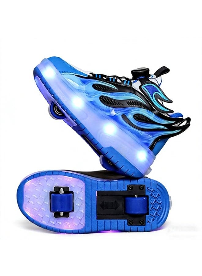 Kids Roller Skate Shoes, Front and Back Double Wheels with LED Flash Light Lightning Sole Sneaker Skate Heelys Shoes for Girls & Boys