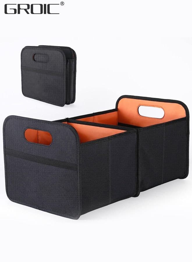 Foldable Car Trunk Organizer,Large Capacity Luggage Storage Box With 2 Compartments,Trunk Storage Organizer Bin,Car Storage Organizer for Car Suv/Jeep/Sedan