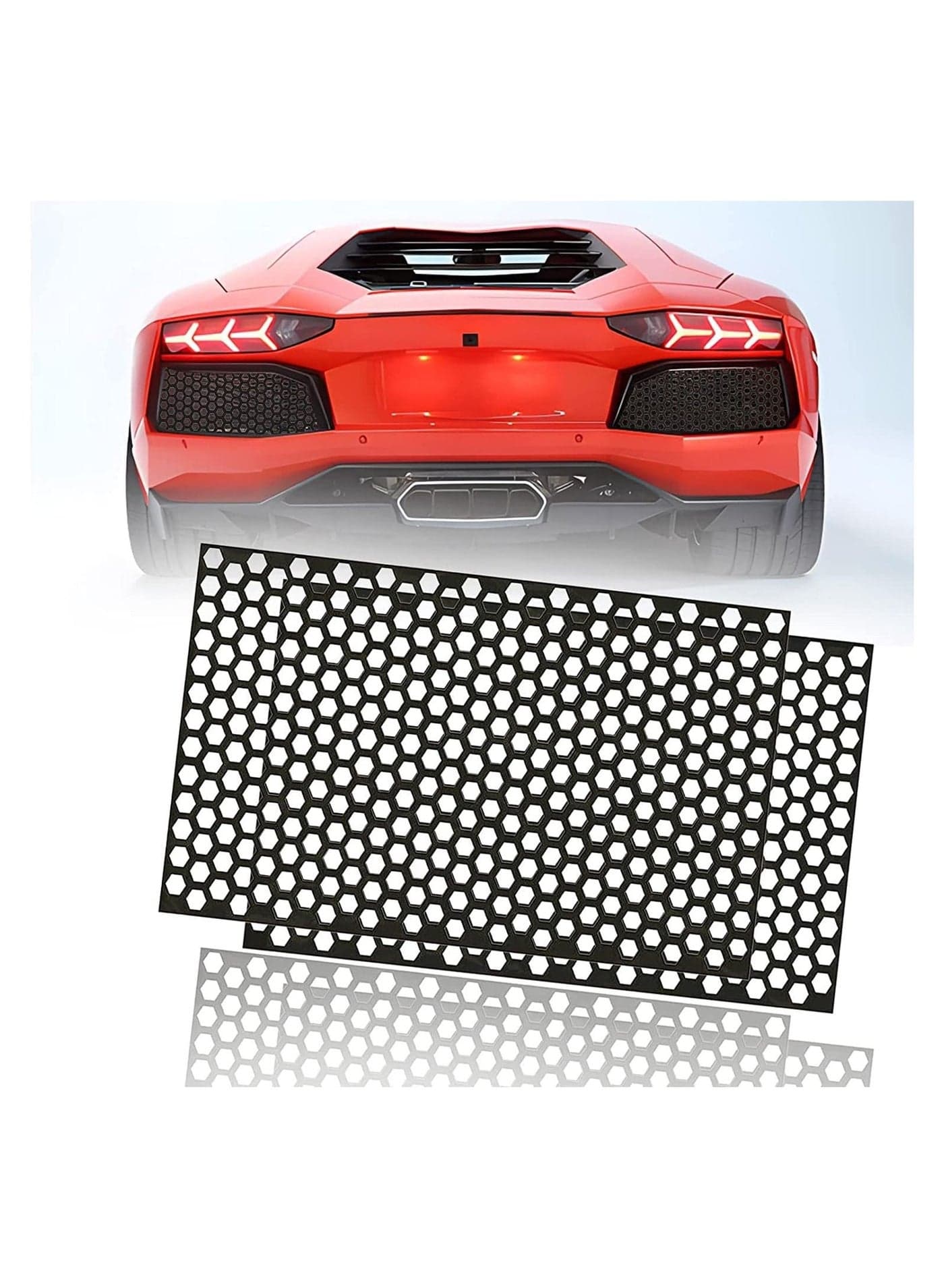 Rear Light Cover, 2pcs Universal Car Rear Tail Light Lamp Stickers Honeycomb Type Decal Car DIY Self Adhesive Tint Film Sheet for Rear Light Cover Taillight, Universal Cars Decoration 48x30cm (Black)