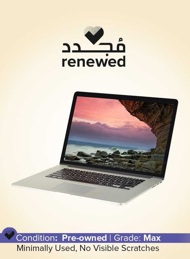 Renewed - Macbook Pro A1398 (2015) Laptop With 15.4-Inch Display,Intel Core I7 Processor/4th Gen/16GB RAM/256GB SSD/1.5GB Intel 5200 Graphics English Silver