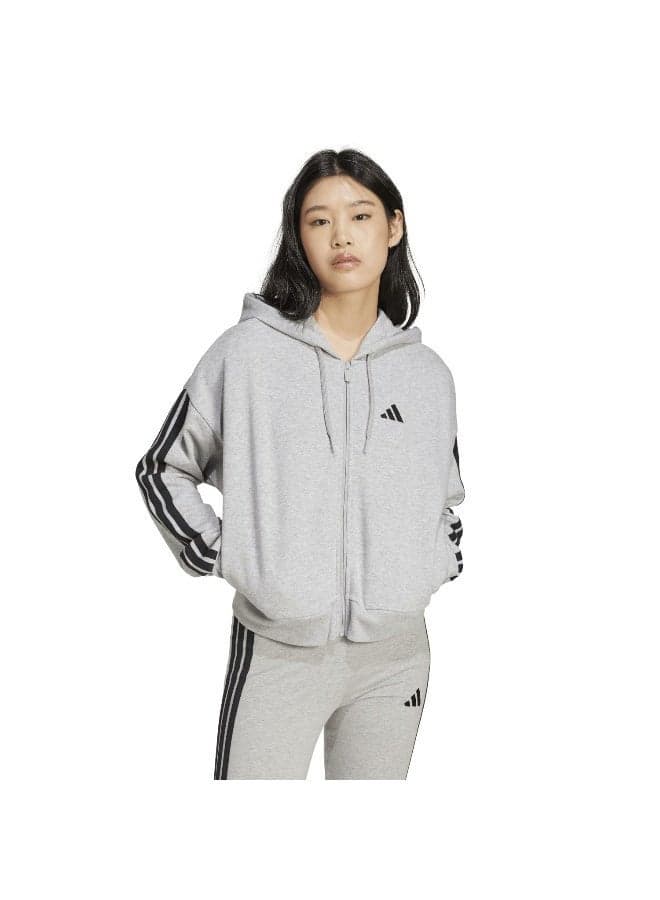 essentials 3-stripes french terry full zip women hooded track top