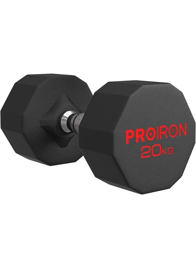 PROIRON Rubber Dumbbells Odorless, Steel Weights Set Men Women Home Gym 20kg Fitness Training Exercise Body Strength Lifting Equipment (Single)