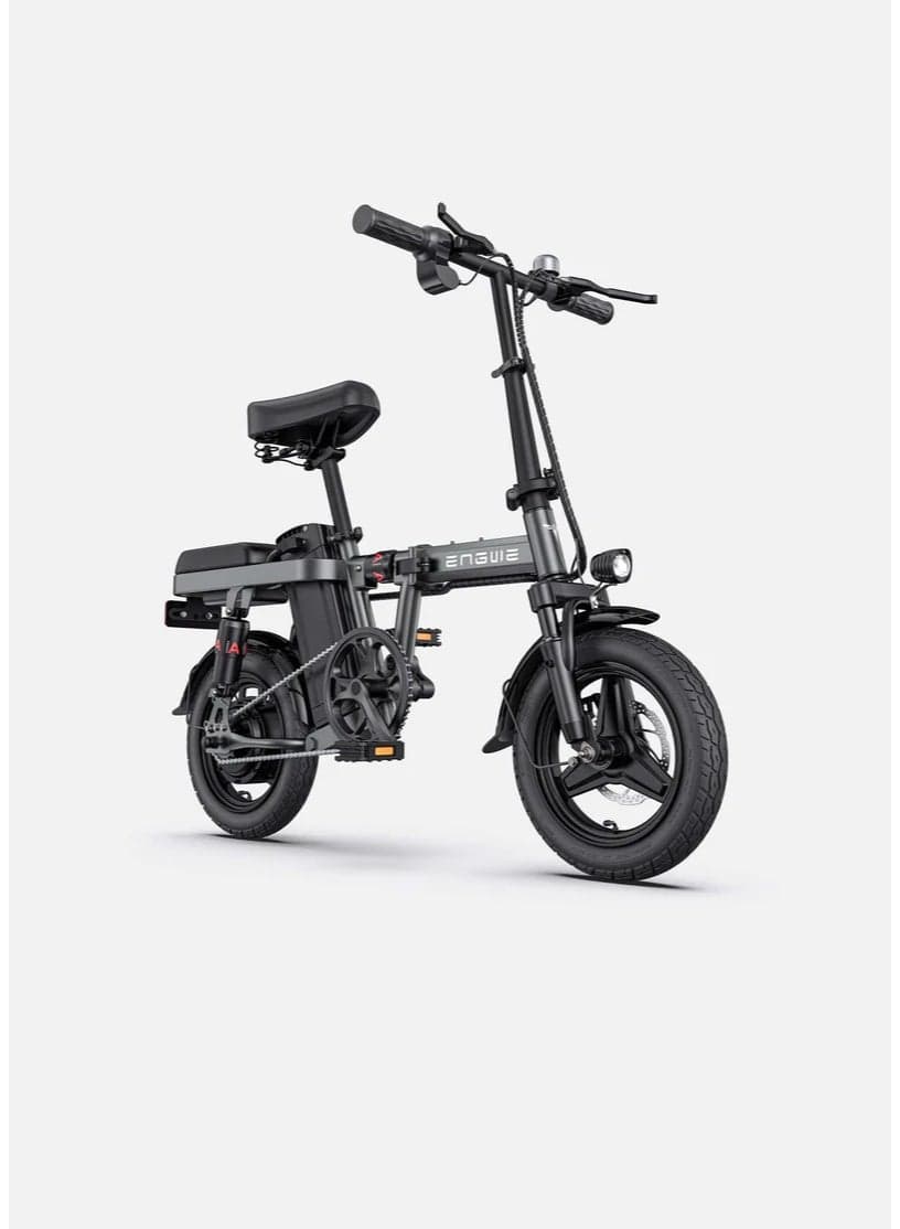 T14 Compact Folding Electric Bike, 250W Motor, 48V 10Ah Removable Battery, Up to 42km PAS Range, 14-Inch Tires, Disc Brakes, Gray
