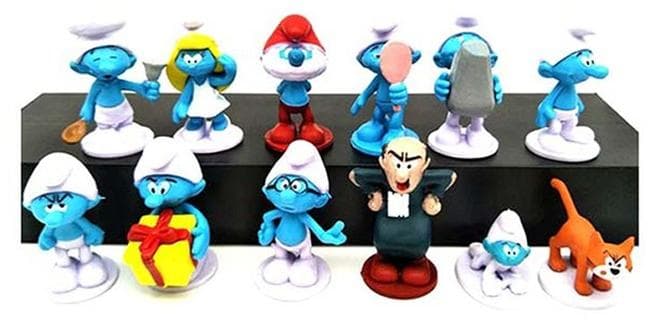 12-Piece Smurfs Action Figure Set Sturdy And Durable 10x5x5cm Cartoon Toys for Boys and Girls, Smurf Toy Figurine
