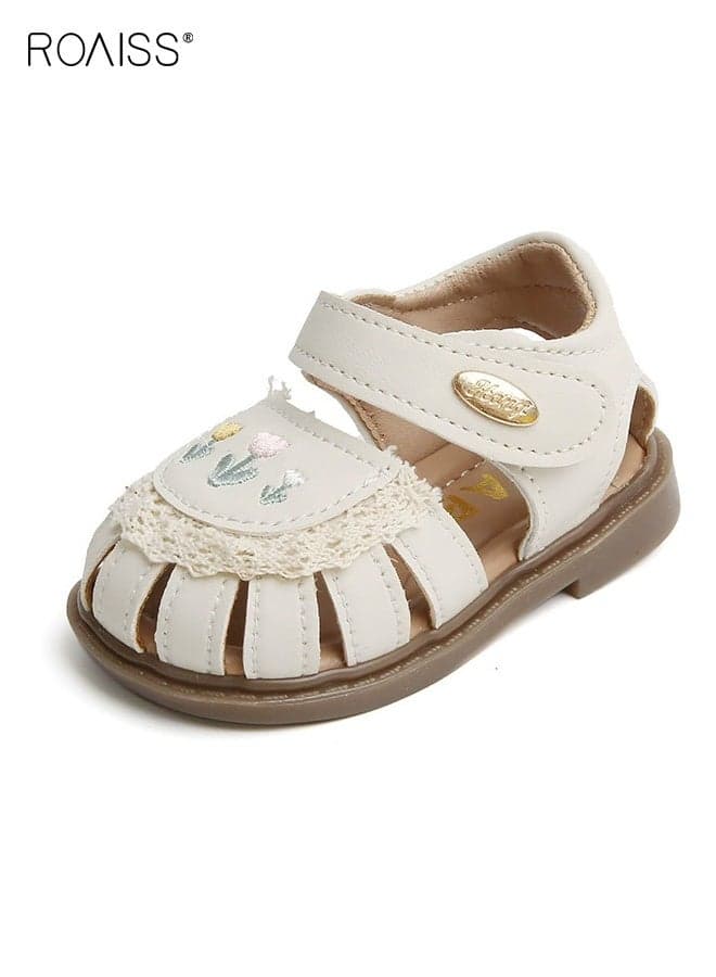 Baby Girls Sandals with Hollow-carved Design, Comfort Premium Walking Shoes for Toddlers, Summer Casual Beach Shoes with Anti Slip Rubber Sole, Breathable Outdoor Shoes for Little Kids
