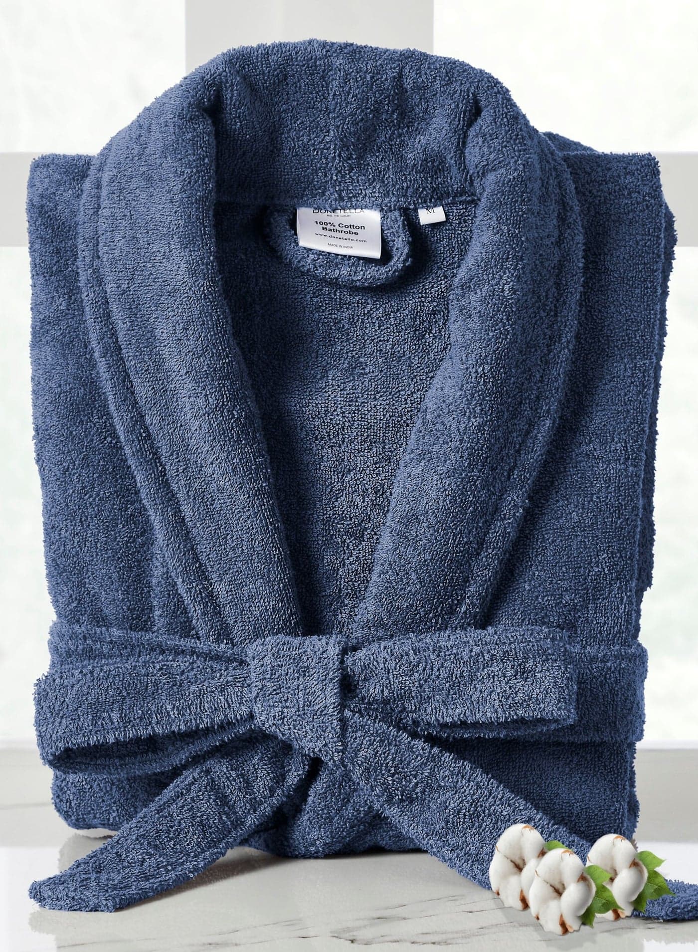 Unisex 100% Cotton Terry Bathrobe Small & Medium Size, 400 GSM, Luxurious & Absorbent, Ankle-Length with Shawl Collar & Pockets