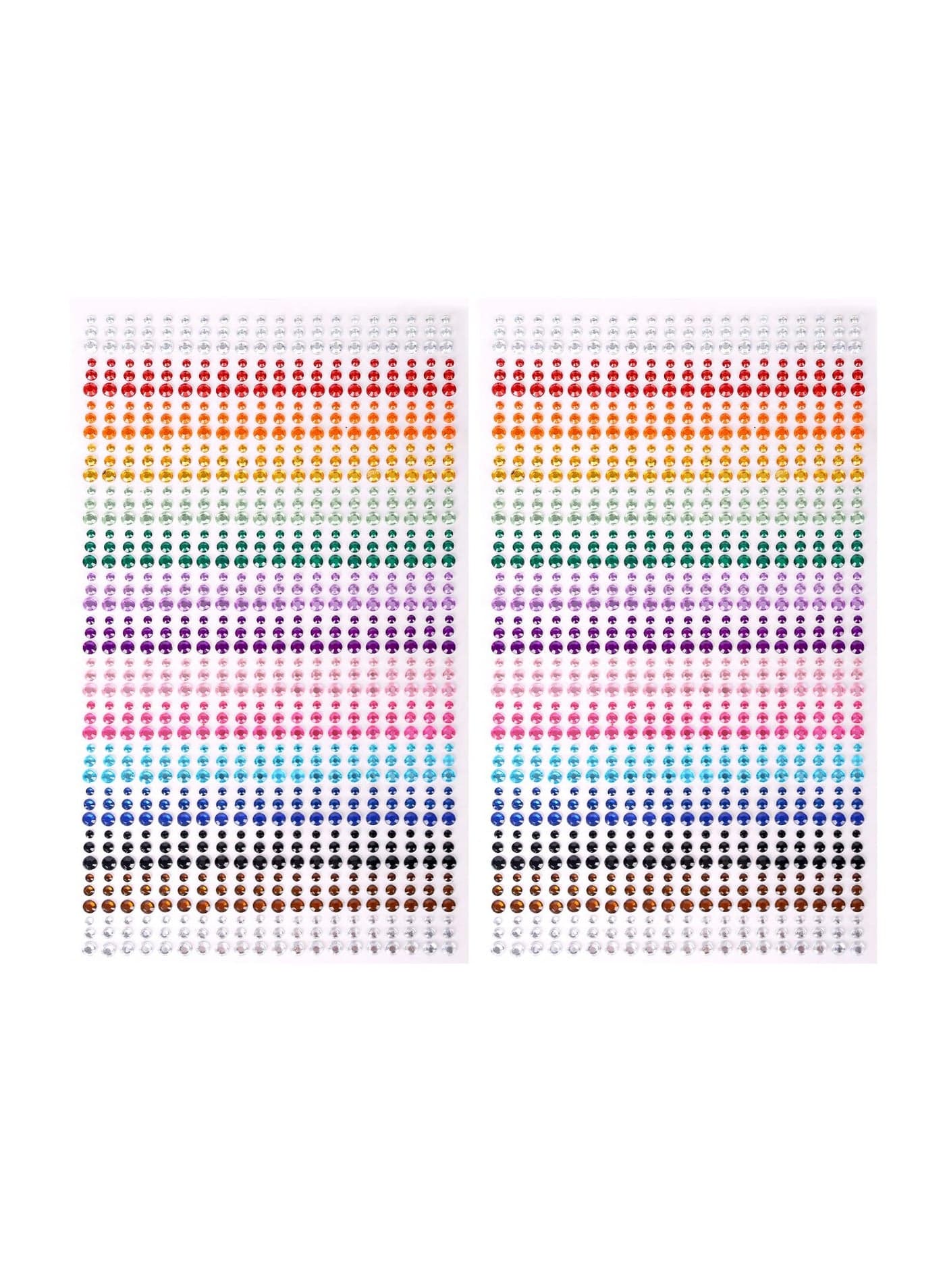 2 Pack, Total 1800 Pieces Self Adhesive Crystal Rhinestone Stickers, 15 Colors Kids DIY Embellishment Self Adhesive Jewels Sticker Colorful Diamond, Gem Sticker for Face, Hair, Nail, Craft, Clothes, Shoes, 3 mm to 5 mm Multicolored Diamond Stickers