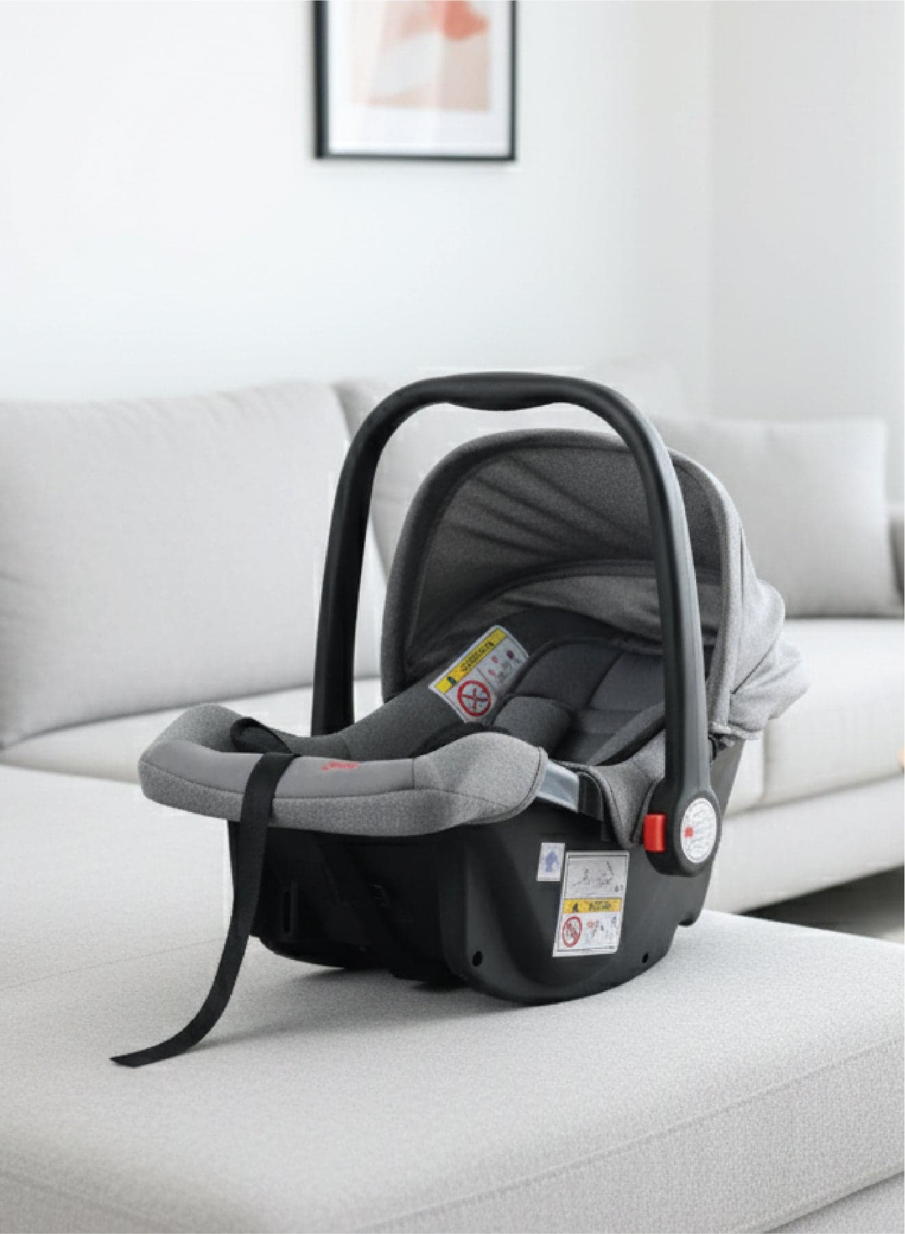 Zenito Baby Car Seat Carrier Infant/Baby/Kids Travel Car Seat With Full Body Support Cushion Rear Facing Seat Carry Cot Adjustable Canopy Suitable For New Born Baby 0+ Months (0-13 Kg) - Grey