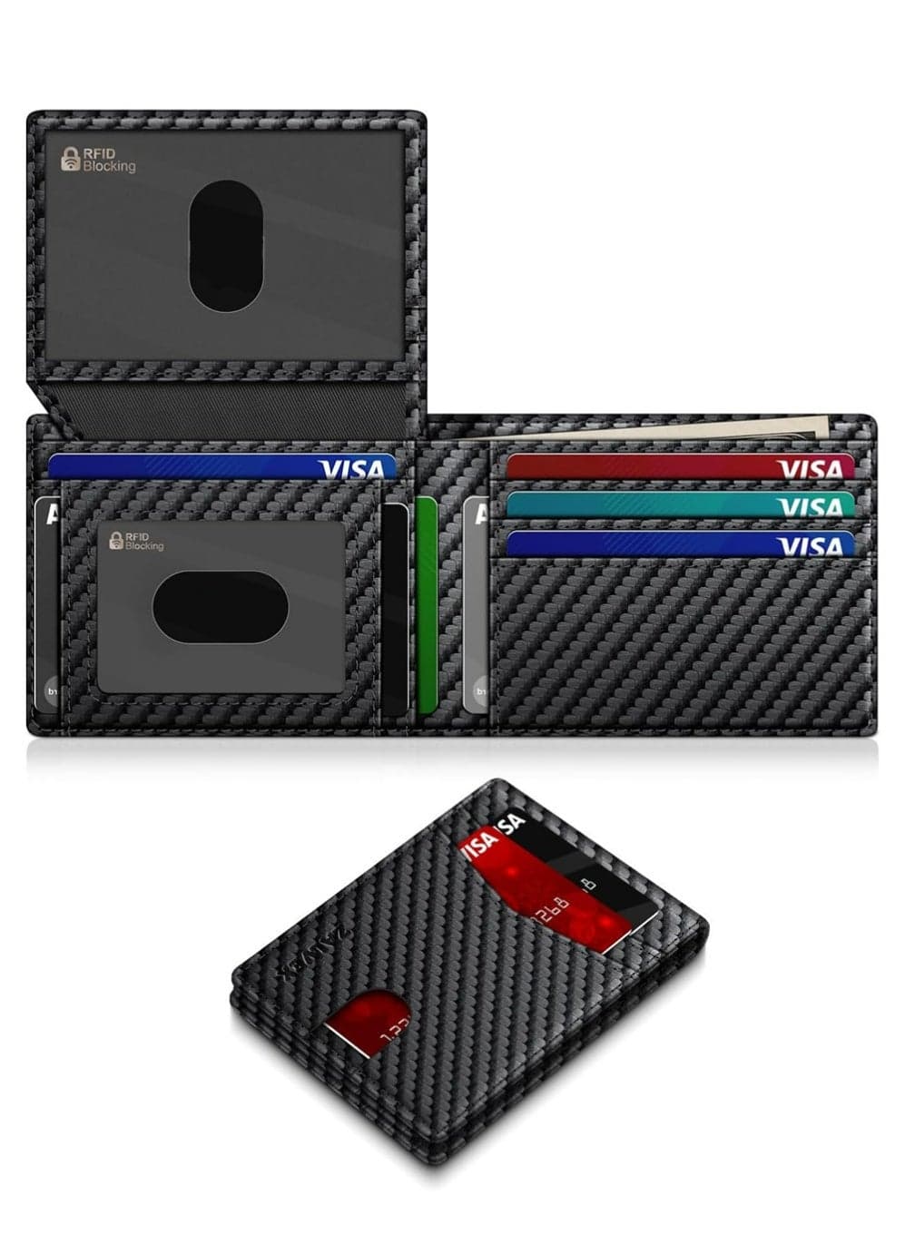 Wallet for Men Slim RFID Blocking Leather Credit Card Holder Wallet for 14 Cards, Bifold Minimalist Thin Wallet with 2 ID Windows & Cash Slot, Front Pockt Carteras Para Hombres, Birthday Gifts for Men