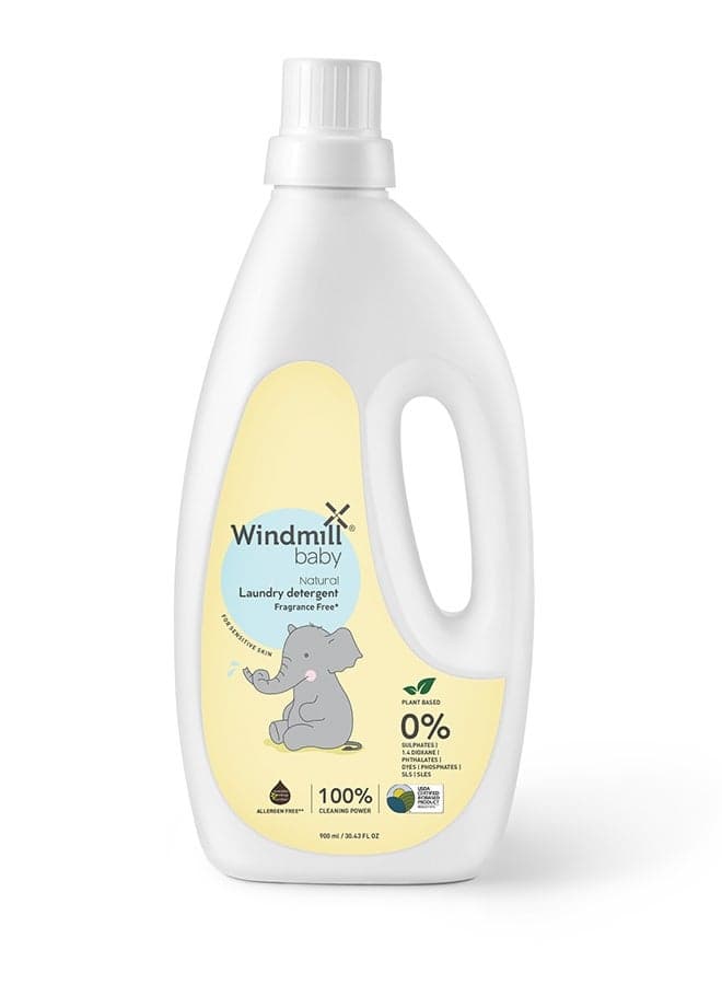 Baby Natural Fragrance Free Laundry Detergent Liquid, Usda Certified, Allergen Free, Plant Based With Bio-Enzymes - 900 Ml