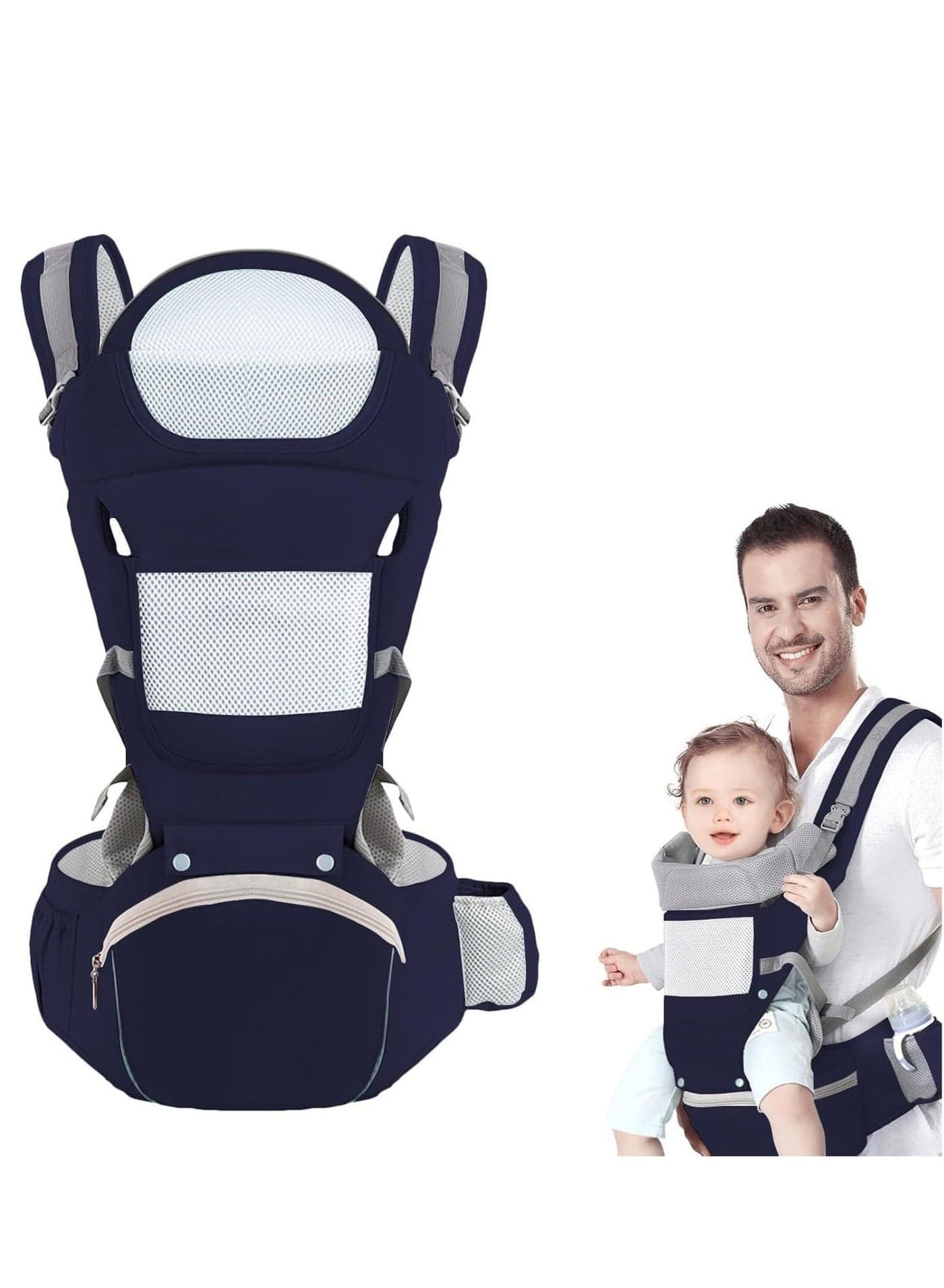 6 in 1 Baby Carrier, Adjustable Baby Wraps Carrier with Hip Seat, Ergonomic Design, Fits for Newborn, Infant & Toddler