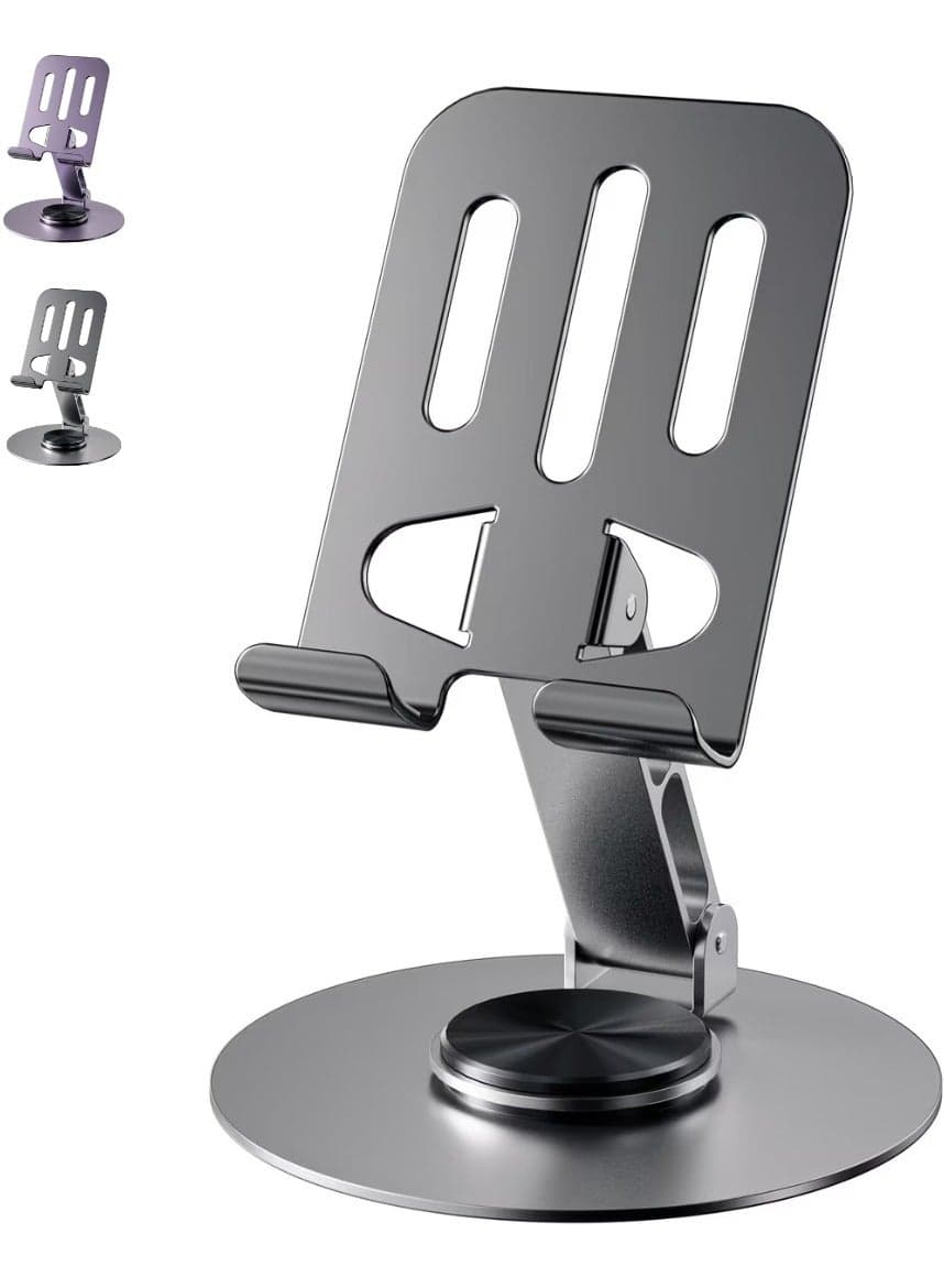 360 Mobile Stand - Adjustable Cell Phone Stand for Desk | 360 Click-Rotating, Multi-Angle, Non-Slip Metal Base, Foldable & Portable | iPhone Stand for Desk, Cell Phone Stand Holder (Assorted Colors)