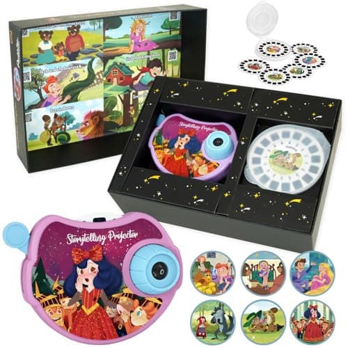 SMILESSKIDDO Book Projector for Kids Storytelling Projector Bedtime Stories 6 Fairy Tale Discs with Clear Projection Educational Gift Story Toys for 3 4 5 6 Year Old Boys Girls