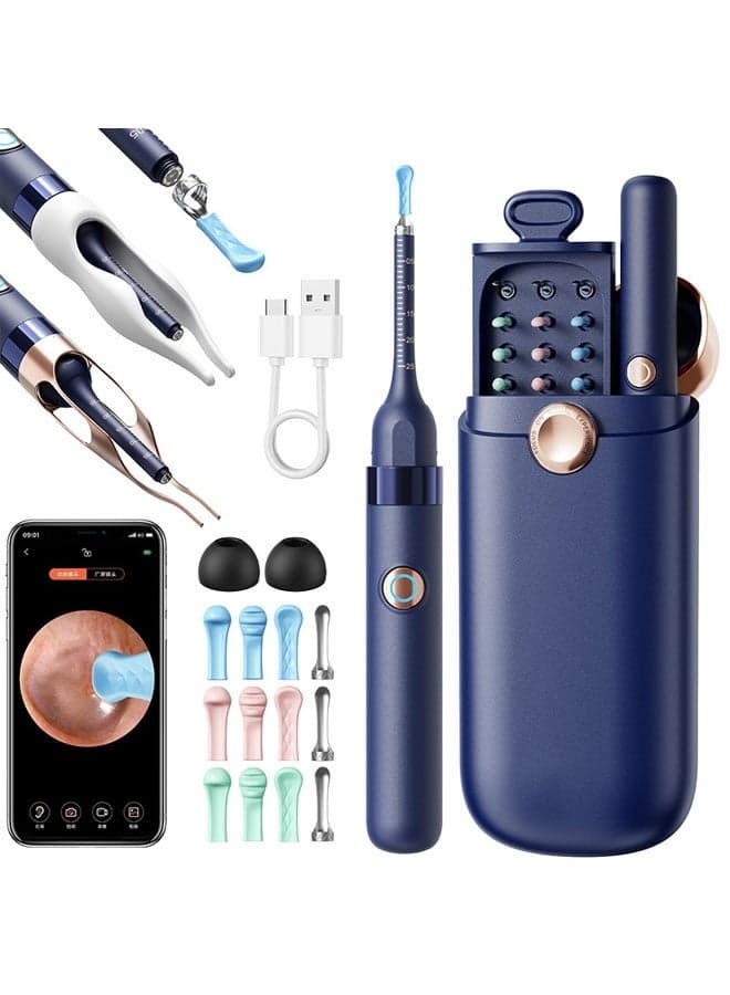 Ear Wax Removal, Wi-Fi Visible Wax Elimination Spoon , Wireless Ear Endoscope 1296P HD with LED Light for iPhone, iPad, Android Phones