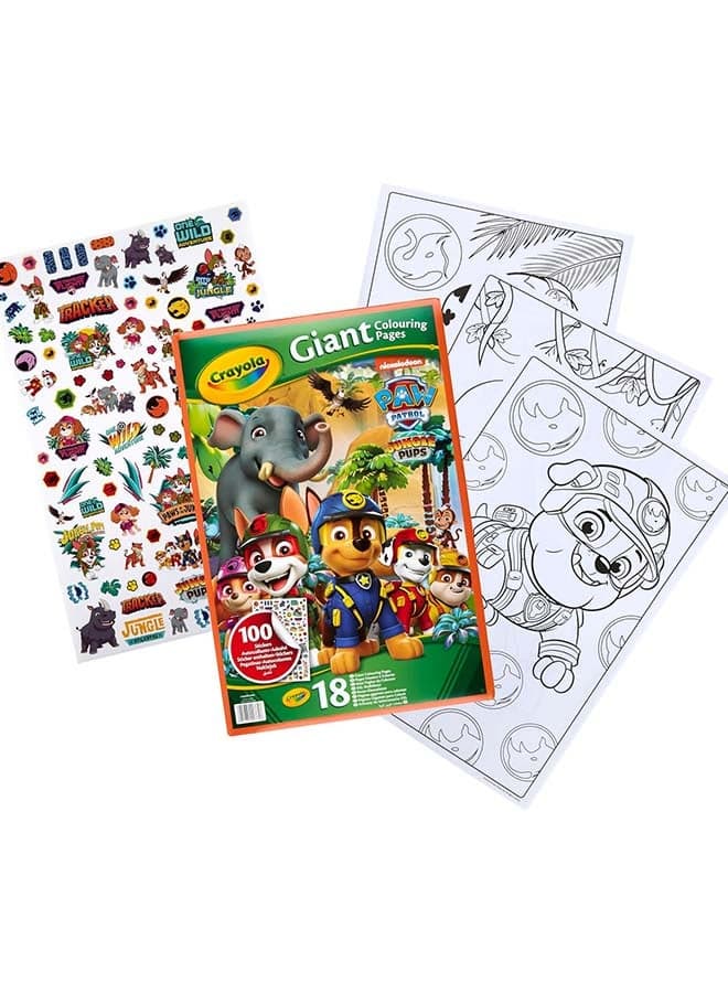Giant Colouring Book Paw Patrol Jungle Pups | 18 Pages of Paw Patrol Colouring Fun | includes 100 Stickers | Ideal for Kids Aged 3+