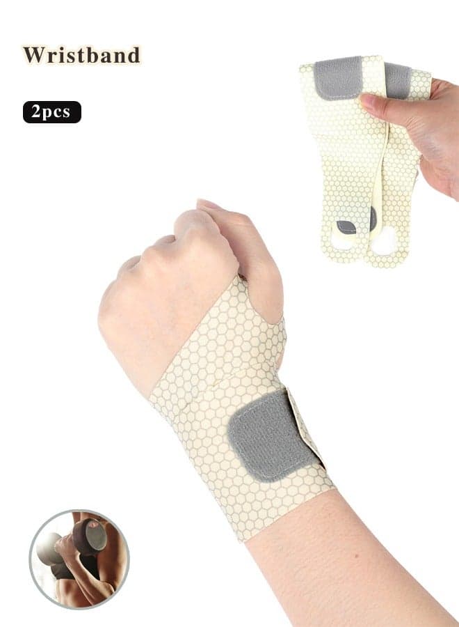 2 PCS Ultra Thin Wrist Brace for Carpal Tunnel, Elastic Wrist Wraps for Arthritis and Tendonitis, Wrist Straps Support, Pain Relief, Compression and Support for Fitness Enthusiasts (Skin Tone)