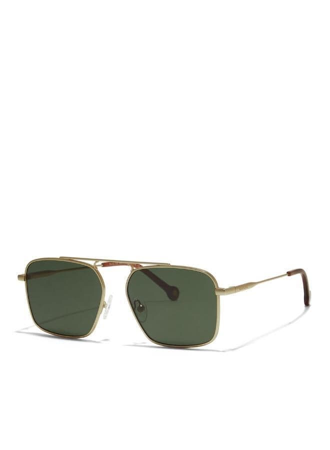 30Sundays ROUX,Men Sunglasses, Rectangle Sunglasses, UV Protection: UV400 (Gold,Green)