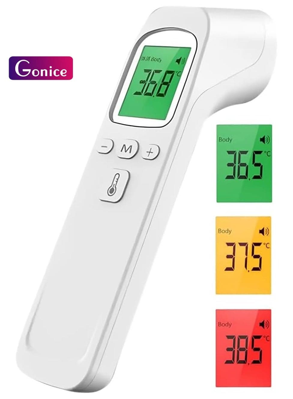 Non-Contact Infrared Thermometer with Dual Mode, Color-Coded Fever Alert & High Precision 0.1℃ Detection
