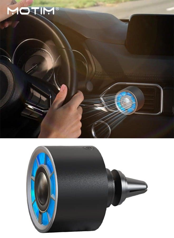 USB Car Cooling Fan with LED Lights, 360° Rotatable Clip-on Fan for Air Vents, Portable Small Silent Electric Fan, Adjustable 3-Speed Car Fan, Air Vent Fan for Cars, Trucks, SUVs, RVs