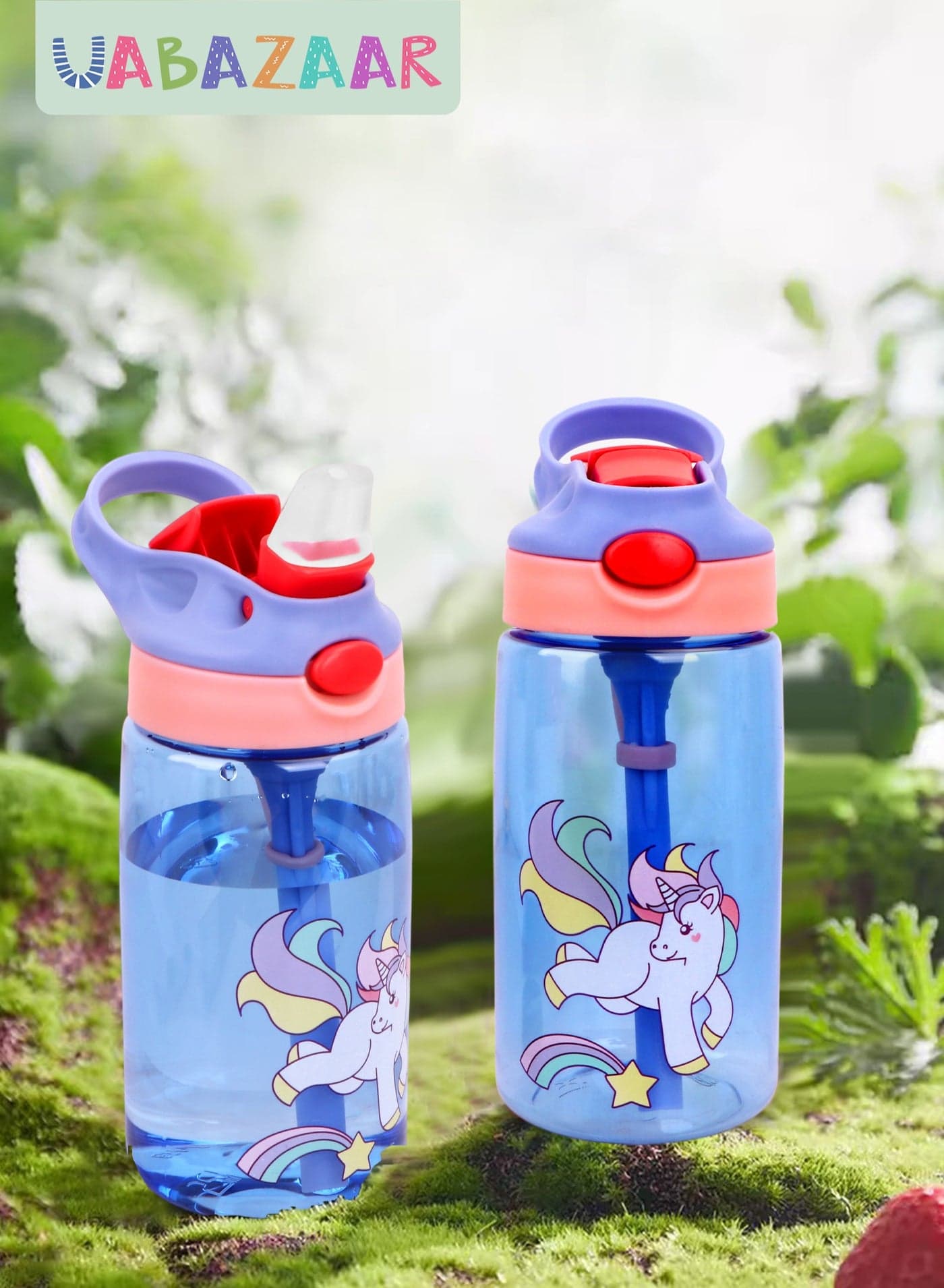 480ml Kids Water Bottle with Straw Leakproof, BPA Free, Suitable for Boys and Girls(Unicorn)