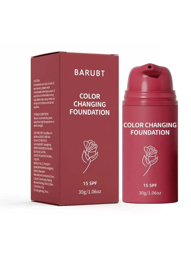 Color Changing Foundation - Skin Tone Adapting Liquid Foundation for Women, Self Adjusting Natural Finish, Blurs Imperfections & Fine Lines, SPF 15, All Skin Types, 1.06 Fl Oz