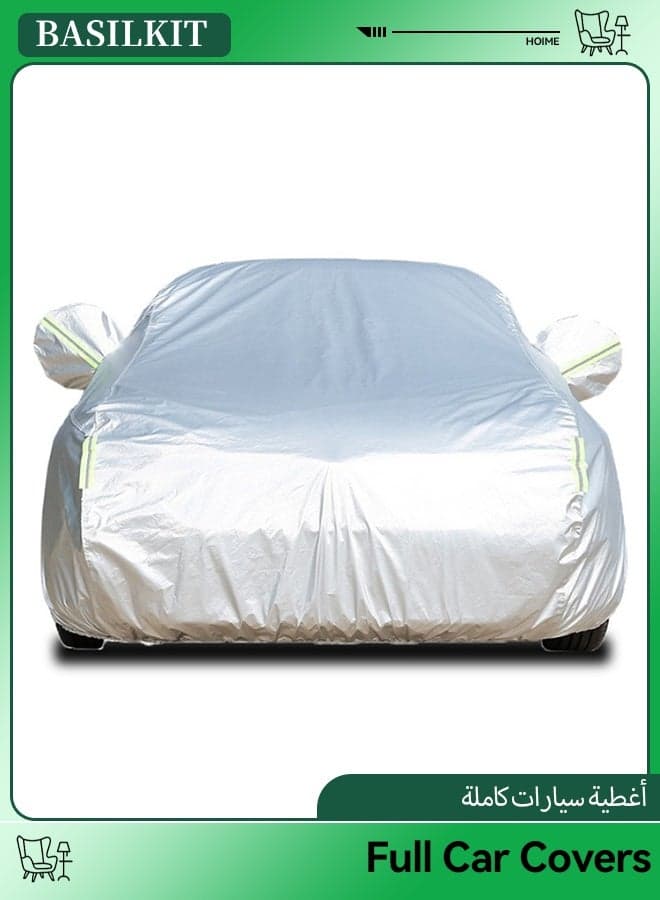Multi-Layers Car Cover Waterproof All Weather for Automobiles, Outdoor Full Cover Windproof, Sand proof, Rain proof, UV proof Car Covers with Zipper Door Car Protection silver, XXL
