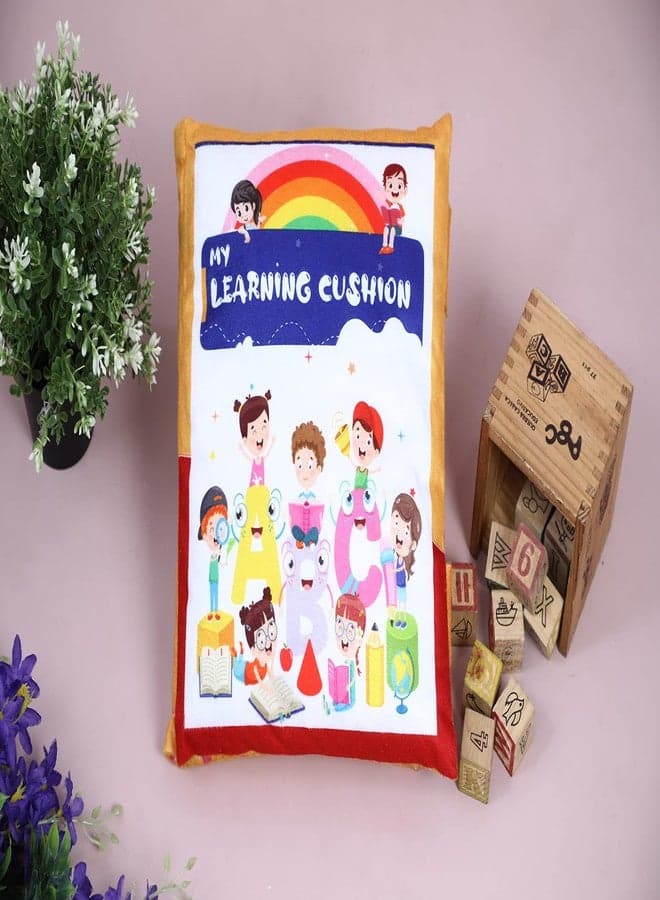 Cushion Villa Velvet Cushion Book for Interactive Learning Experience for Kids (Gold Color)