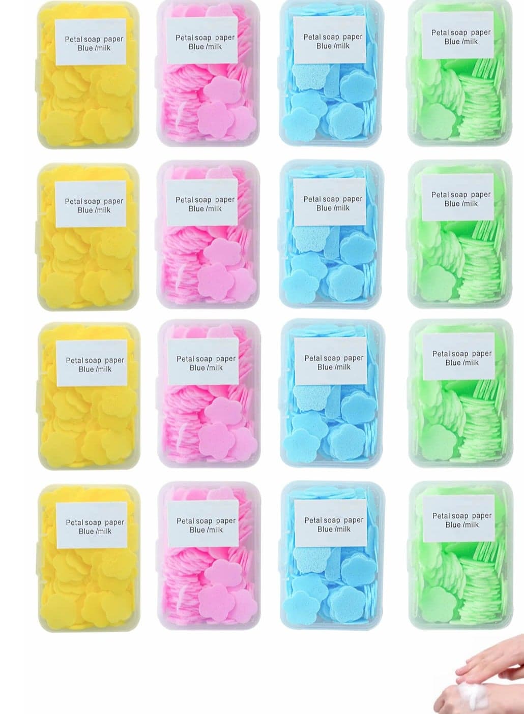 1600 Petal Soap Sheets, Portable and Dissolvable Soap Paper Sheets for Hand Washing and Cleaning, Perfect for Children and Adults on Outdoor Travel and Camping Hiking(16 Box Set)