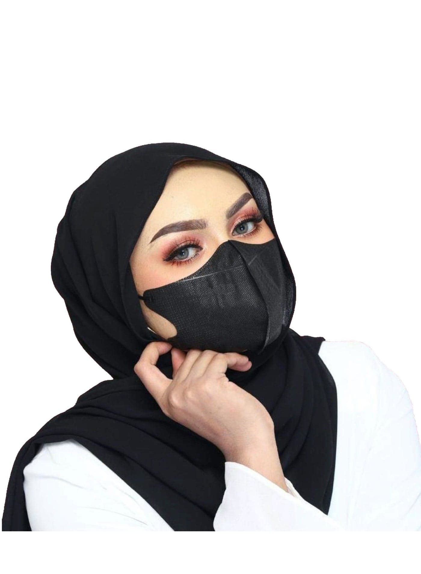 20 Pcs 3D Disposable Face Mask Unisex Adult's 3-Ply Filter Face Mask with Elastic Ear Loop - Black