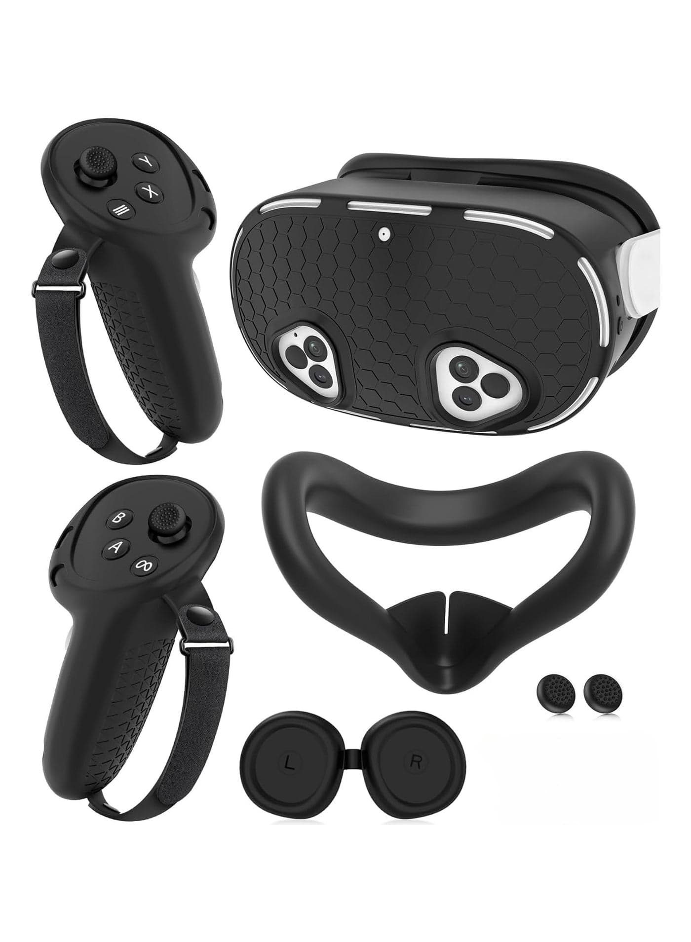 Silicone Protective Cover Set for Meta Quest 3S Accessories, VR Protector Face Cover, Controller Grips, Front Shell Headset Cover and Lens, Protective Cover for Meta/Oculus Quest 3S Accessories