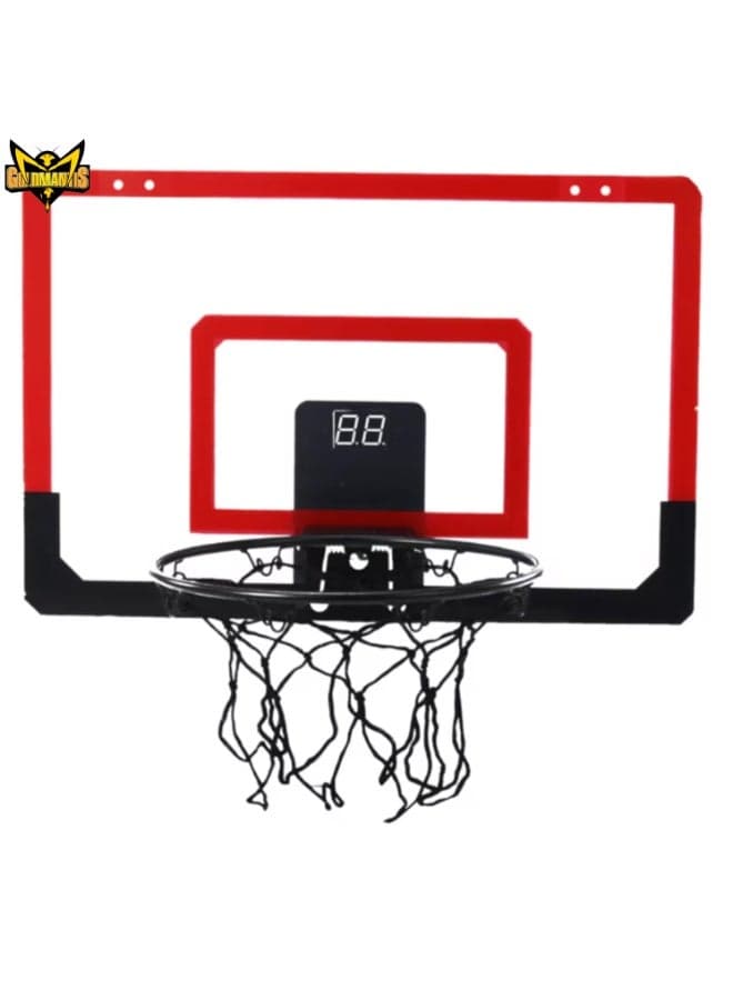 GOLD MANTIS Electronic Mini Basketball Hoop Set with Scoreboard – Indoor Wall Mounted Basketball Backboard with Ball & Pump for Kids & Adults | Office & Bedroom Sports Toy