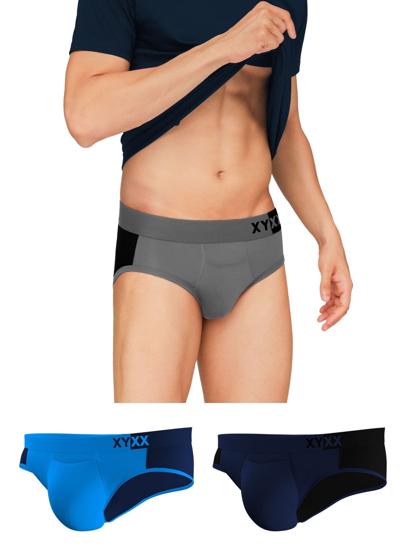 Pack of 3 Dualist Intellisoft Micro Modal Color Blocked Colorblock Men Brief