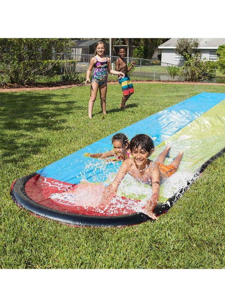Surf Double Water Slides with 2 Aquaplanes – 480x140cm Backyard Racing Lawn Water Slide Toy, Outdoor Garden Summer Fun for Kids, Adults & Family, Surf Splash Slip and Slide