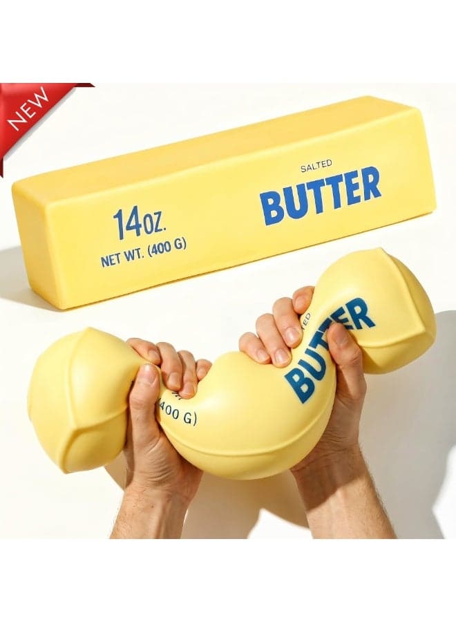 Realistic Stick of Butter Squishy Toy – 14oz (400g) Slow-Rise Salted Butter Stress Reliever | Soft TPR Squeeze Sensory Fidget Toy for Kids & Adults | Funny Prank Gag Gift & Decompression Office Desk Accessory | Perfect Birthday & Eid Gift