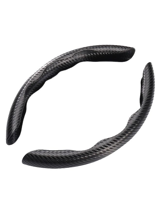 Universal Carbon Fiber Steering Wheel Cover, Safety Non-slip Auto Parts Protective Wheel Cover (Black)