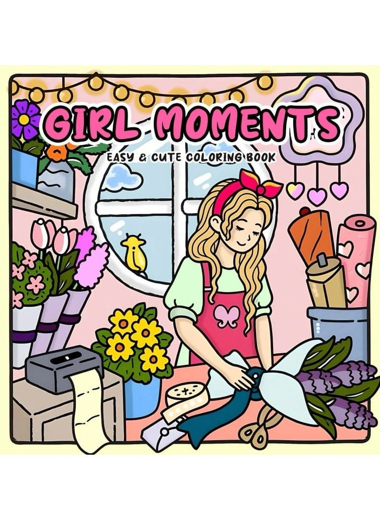 Girl Moments Adults And Teens Coloring Book Featuring Adorable Girl Daily Activities For Stress Relief Cozy Spaces Coloring