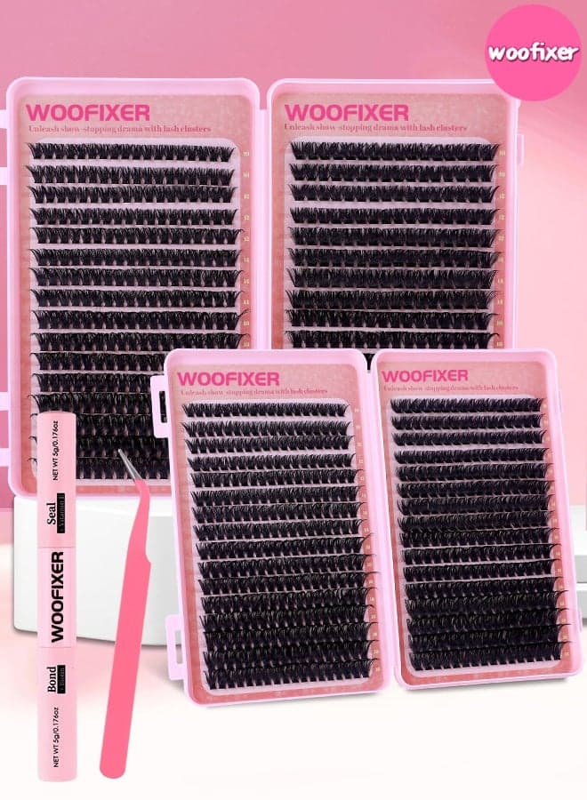 544 Pcs Lash Clusters, Lash Adhesive Glue & Lash Tweezer Set Eyelash Extensions Wispy False Eyelashes Lash Clusters DIY Eyelash Extensions Individual False Eyelashes for Women