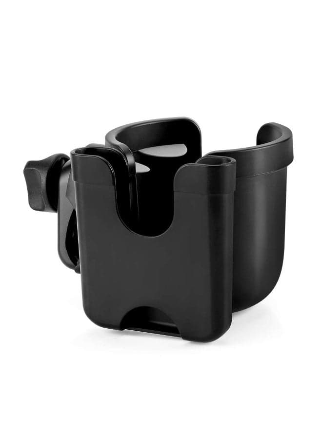 Stroller Cup Holder with Phone Holder, Baby Stroller Holder, Baby Pram Milk Bottle Holder, Bike Cup Holder, Universal Cup Holder for Uppababy Nuna Doona Strollers, 2-in-1 Cup Phone Holder for Stroller, Bike, Wheelchair, Walker, Scooter