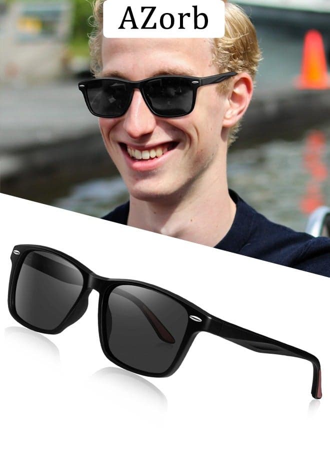 Polarized Sunglasses for Men Women Lightweight Eye Glasses Tr90 Frame Square Men's Sun Glassess UV400 Protection Shades Black