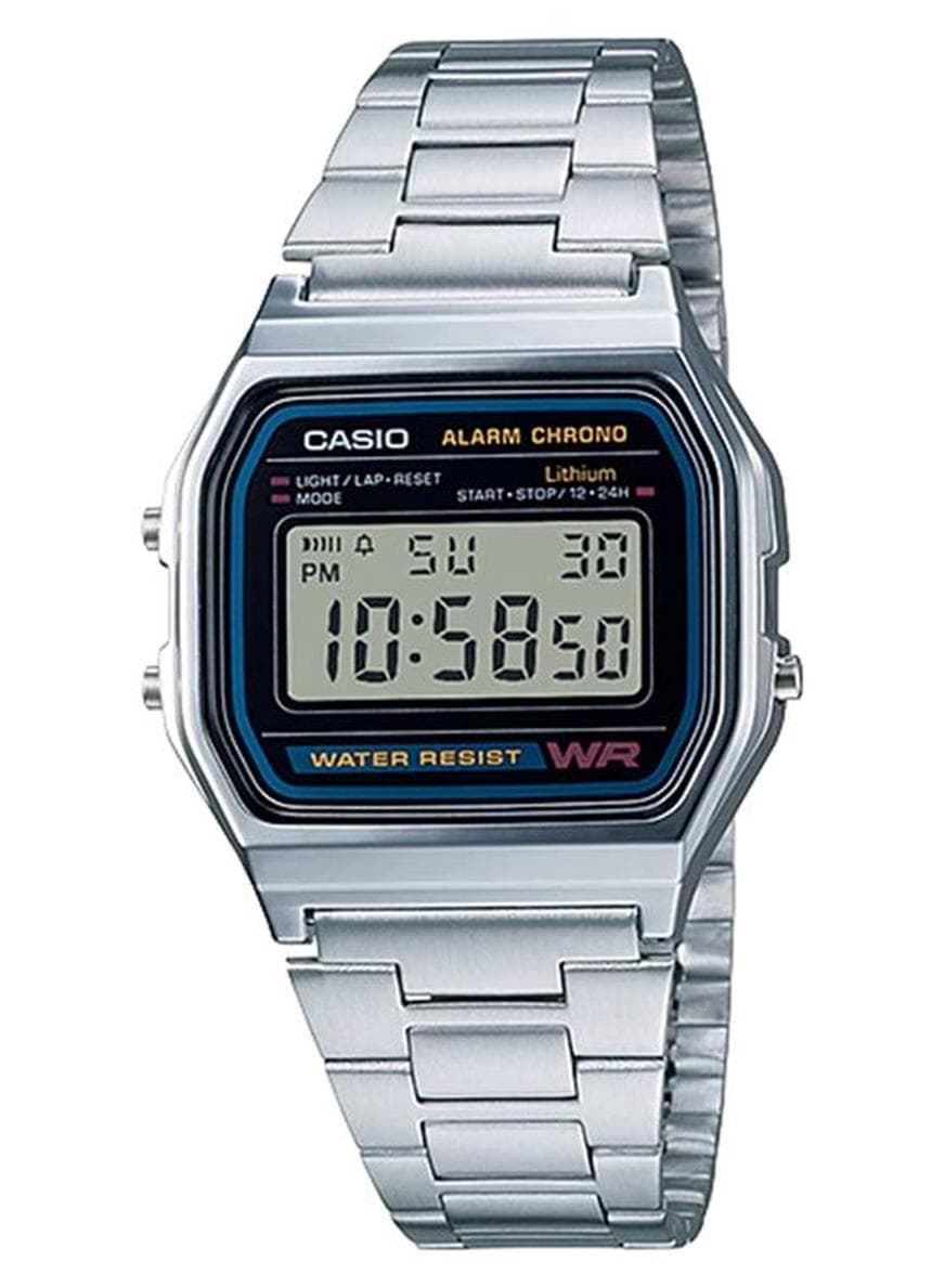 Men Water Resistant Stainless Steel Digital Watch A158WA-1 - 33 mm - Silver