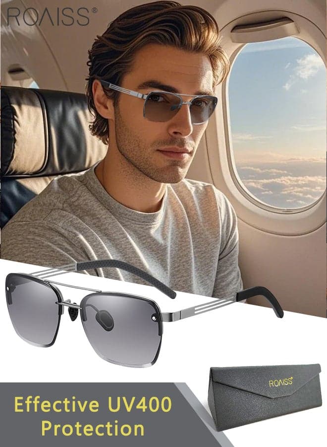 Polarized Sunglasses for Men, UV400 Protection, Retro Double Bridge Sun Glasses, Anti-Glare Sun Shades Suitable for Men Cycling, Driving, Fishing