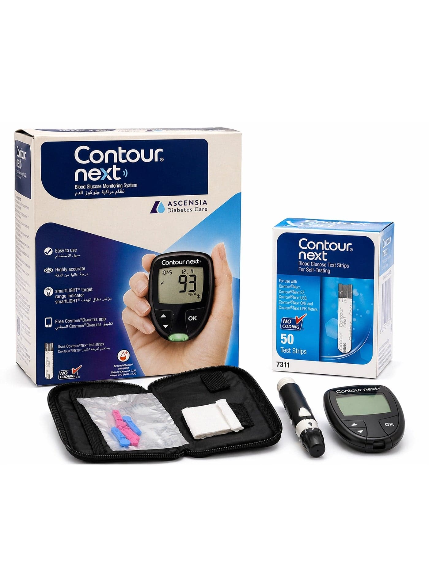 Contour Next Blood Glucose Monitor Kit with Smart Light & 50 Test Strips