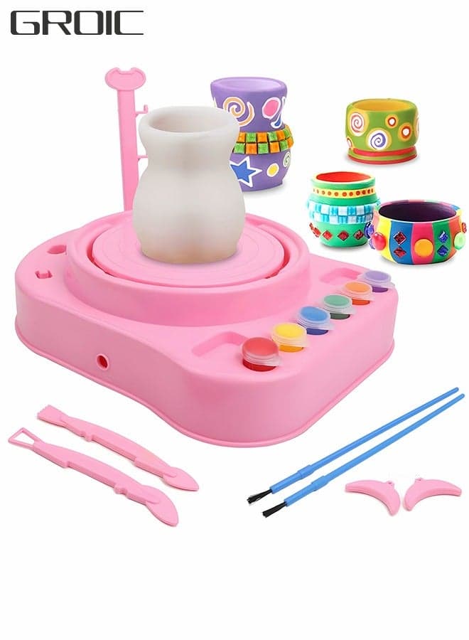 Pottery Wheels Kit, Pottery Studio, Craft Kit, Artist Studio, Ceramic Machine with Clay, Complete Pottery Wheel and Painting Kit for Beginners with Modeling Clay,Craft Kits
