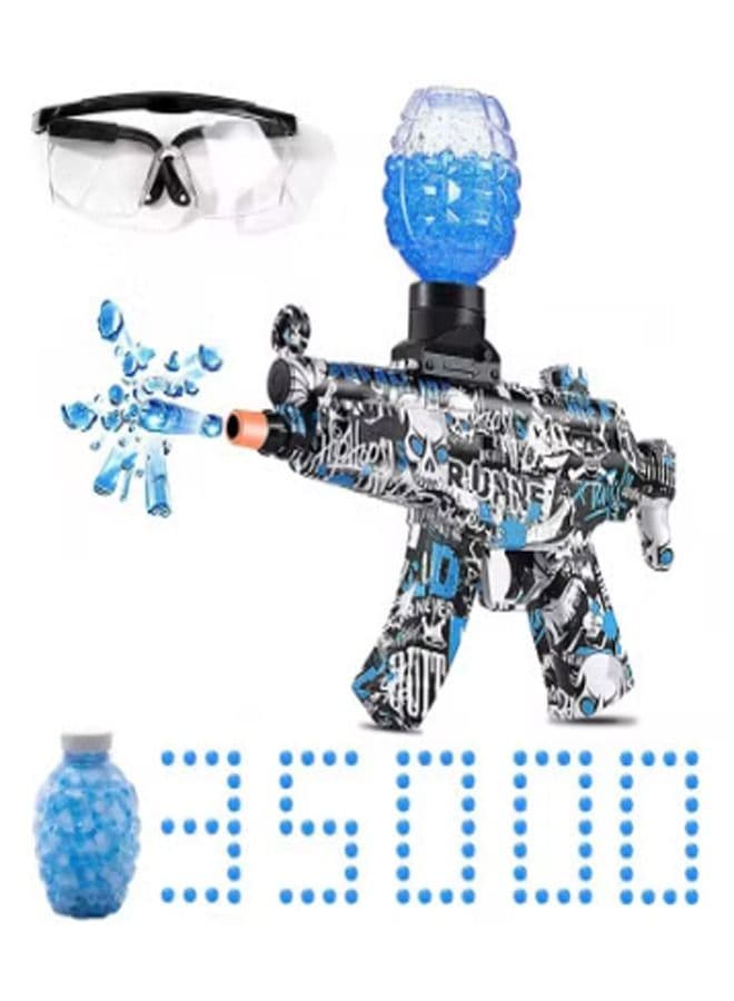 2 Pcs MP5 Shape Electric Automatic Hydrogel Balls Blaster Gun with Safety Goggles and 35000 Gel Balls for Outdoor Activity