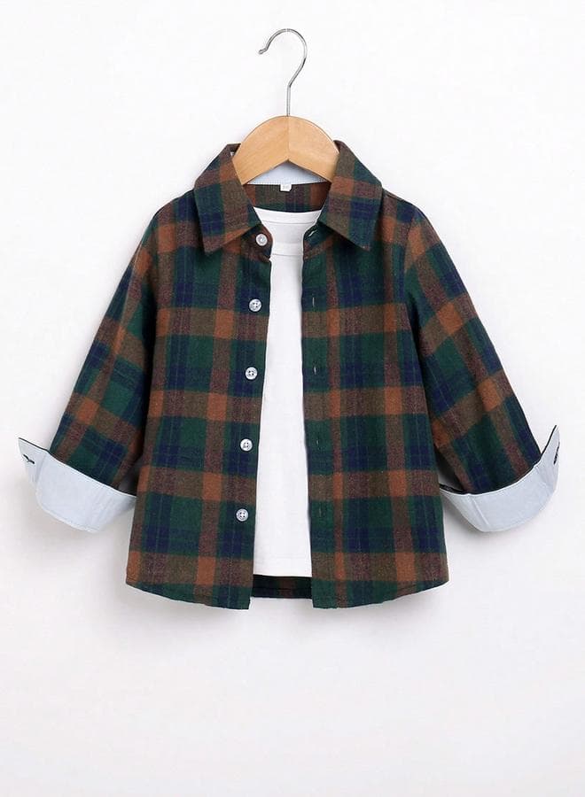 Boys Multi Checked Button Front Shirt