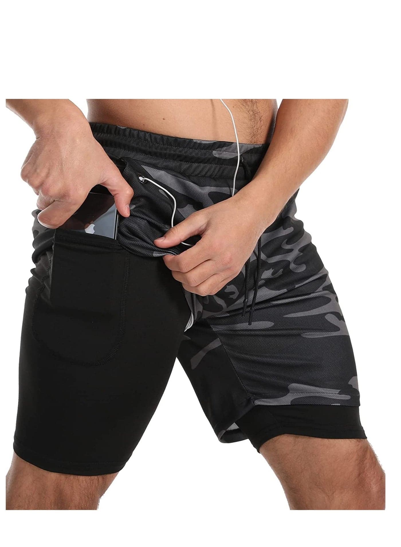 Men's Running Short Athletic Workout Sports Shorts Mens 2 in 1 Shorts Multicolor Breathable Gym Short for Men with Phone Pocket