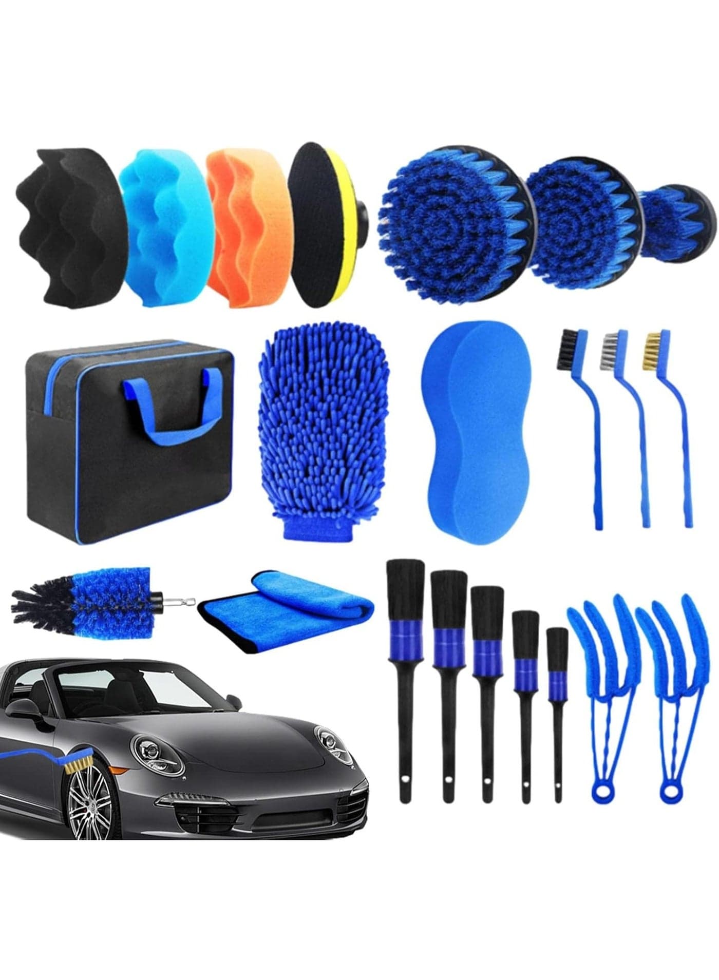 Car Cleaning Kit, Professional Auto Car Cleaning Kit - Car Cleaning Car Wash Brush Wheel Interior Gap Cleaning Brush Tire Brush Electric Drill Brush Head