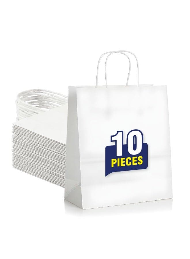 Duravel White Kraft Paper Bags with Twisted Handles, 30x29x16 cm, Pack of 10