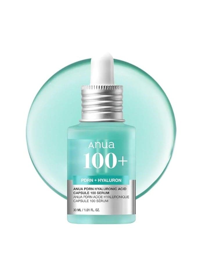 PDRN Hyaluronic Acid Capsule 100 Serum, Radiant Face Serum, Hyaluronic Acid, Hydration, Moisture Plumping effect, Natural color, Fragrance free, Korean Skincare, 30ml / 1.01 fl. oz Natural color