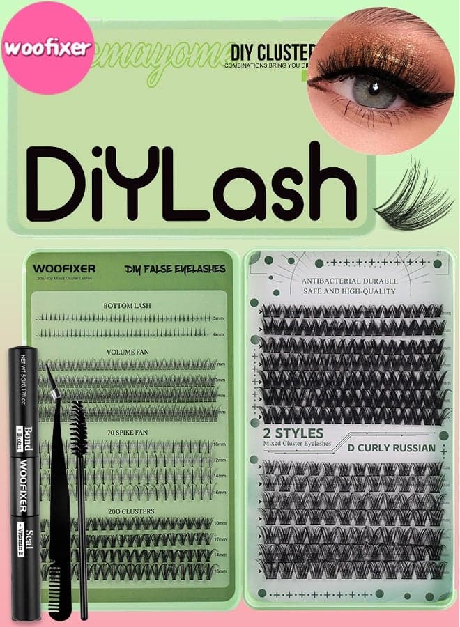 630 Pcs Lash Clusters, Lash Adhesive Glue & Lash Tweezer Set Eyelash Extensions Wispy False Eyelashes Lash Clusters DIY Eyelash Extensions Individual False Eyelashes for Women D-Curl Perfection for Your Eyes!